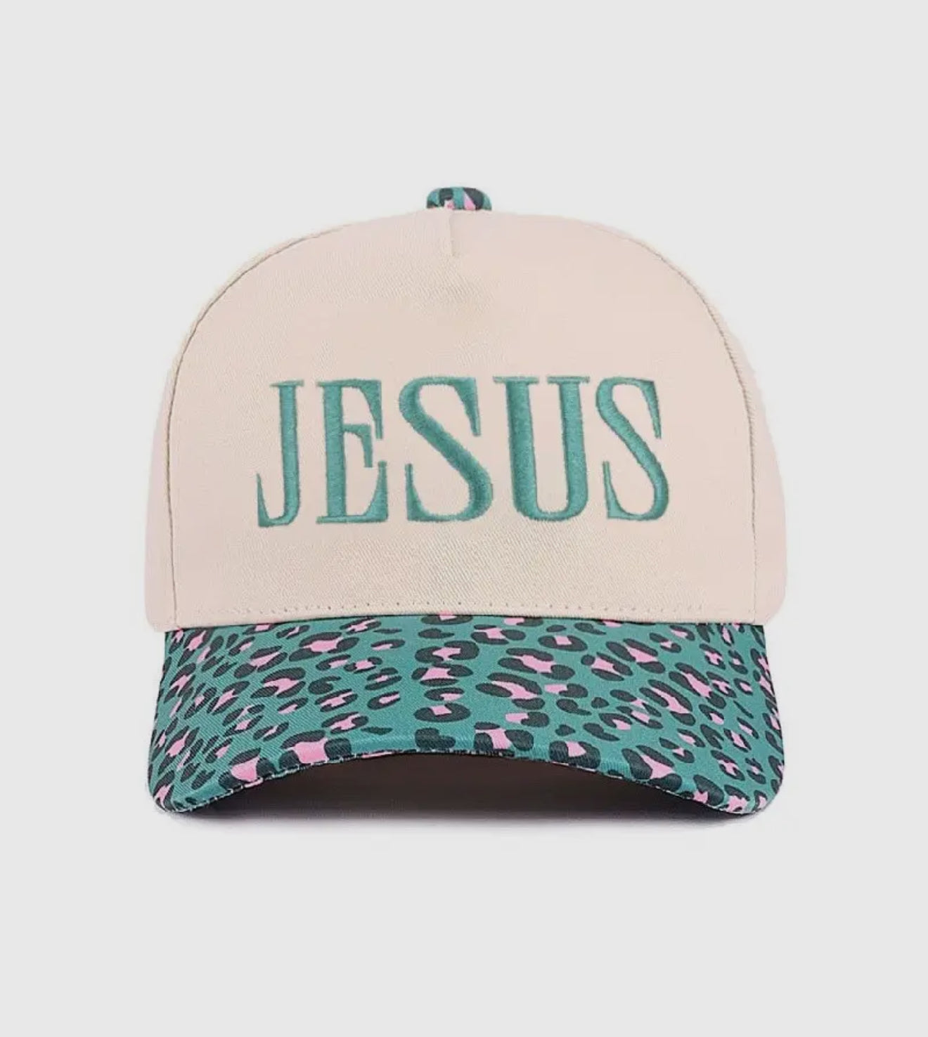 JESUS Hat - Teal Leopard